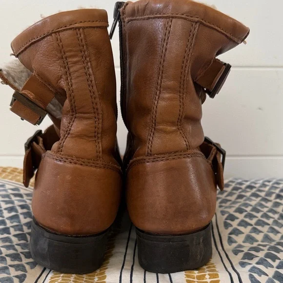 Brown Leather Ankle Boots with Buckle - Picture 4 of 6